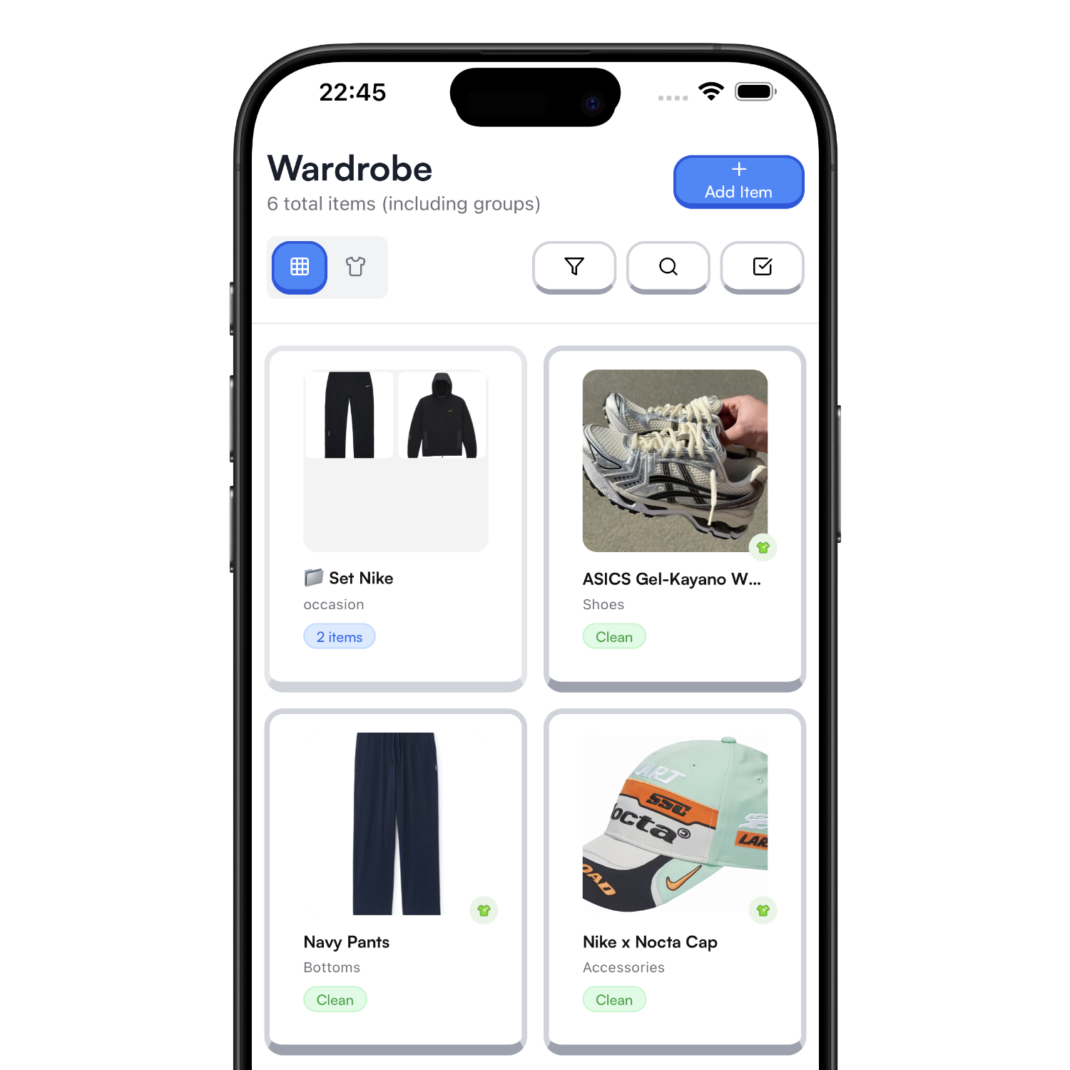 Wardrobe Inventory feature in Draped app