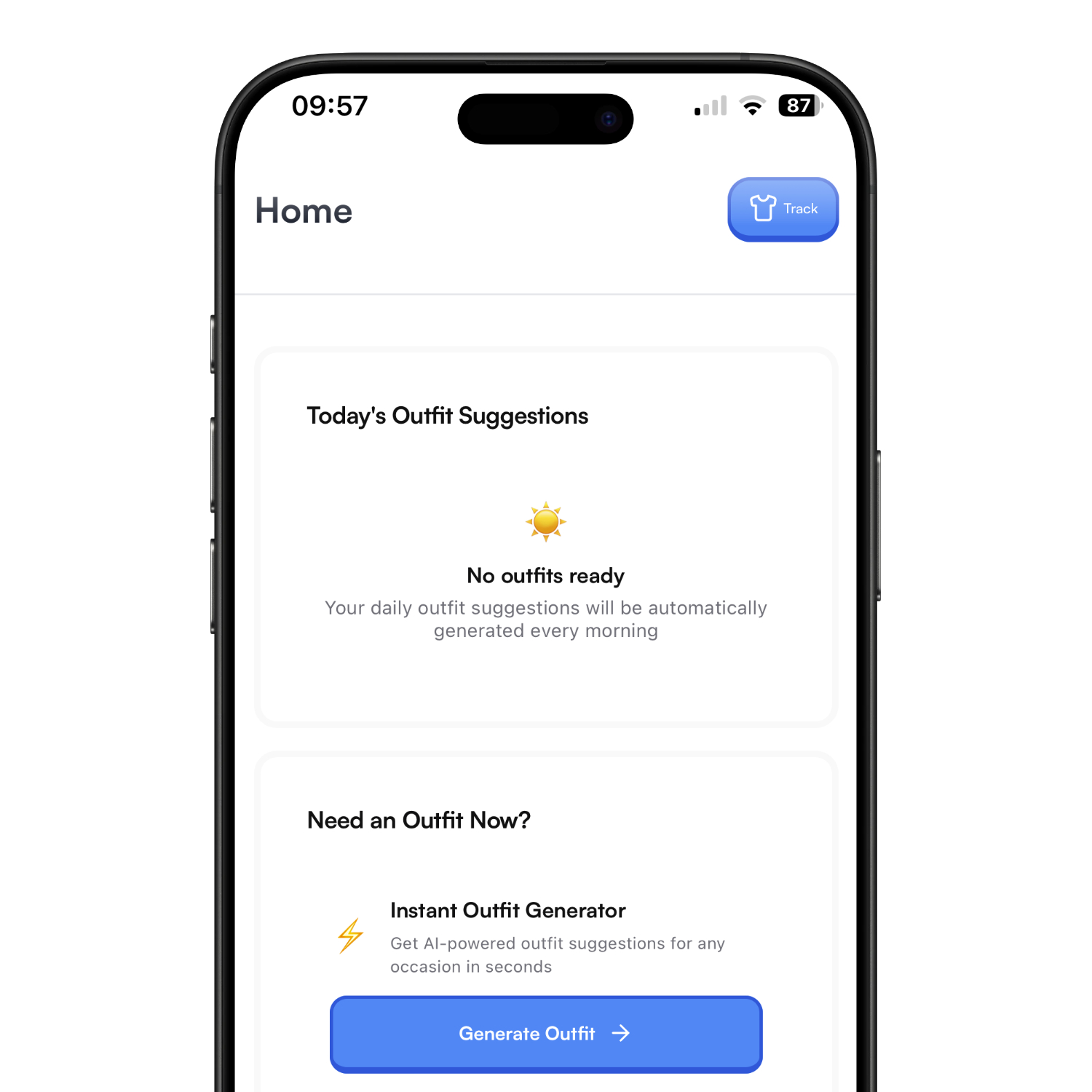 Draped app home screen showing the authentic daily style sharing interface